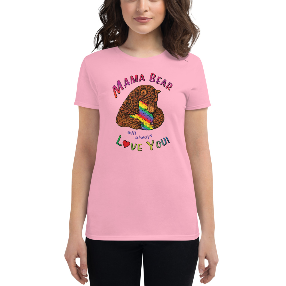 Womens Mama Bear T Shirt (Heather Pink - S)