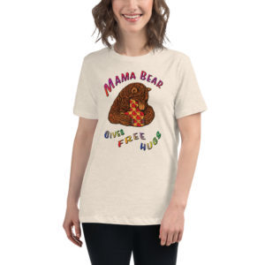 Cool Mama Bear with Glasses T-Shirt Unisex XS / Heather Prism Peach